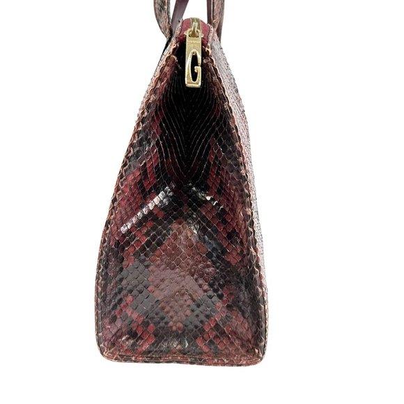 Gucci domed top red grey & burgundy python leather satchel - Picture 9 of 15